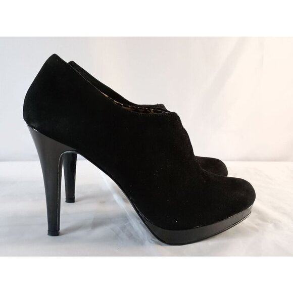 Style & Co Webb Black Suede Leather Booties Size 10 High Heel Ankle Boots - Picture 6 of 8